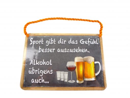 Kulthänger - Blechschild "Sport und Alkohol"