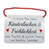 Blechschild mit Spruch und Kordel zum Hängen - Kinderlachen