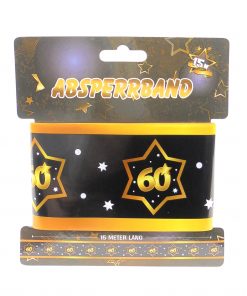 Absperrband zum 60. Geburtstag in schwarz/gold