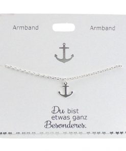 Armband mit Anhänger in Form eines Ankers, versilbert