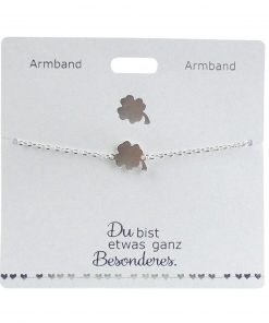 Armband mit dem Motiv eines Kleeblatts, versilbert