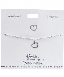 Armband mit Anhänger in Herzform, versilbert