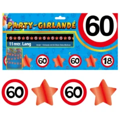 60. Geburtstag - Party-Girlande "Verkehrsschilder und Sterne"