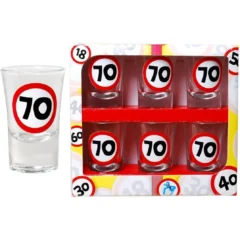 Schnapsgläser zum 70. Geburtstag "Verkehrsschild"