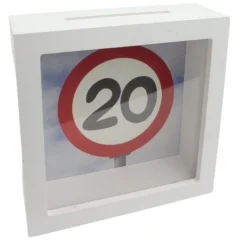 Spardose "20" mit Glasfront - Verkehrsschild