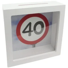 Spardose "40" mit Glasfront - Verkehrsschild