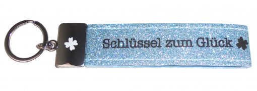 Schlaufen Schlüsselanhänger "Glücksfilz - Schlüssel zum Glück" mit Metallabschluss