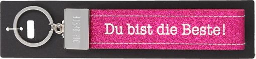 Glücksfilz Anhänger in pink, glitzernd "Du bist die Beste"