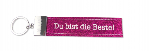 Glücksfilz Anhänger in pink, glitzernd "Du bist die Beste"