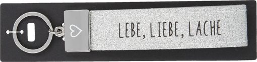 Glücksfilz Armband glitzernd, in Silber "Lebe, Liebe, Lache"