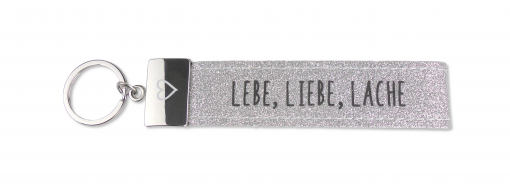 Glücksfilz Armband glitzernd, in Silber "Lebe, Liebe, Lache"