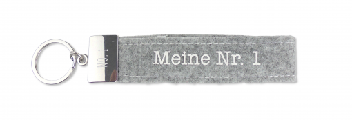 Glücksfilz Anhänger in grau "Meine Nummer 1"