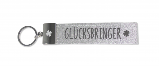 Glücksfilz Anhänger glitzernd in silber "Glücksbringer"