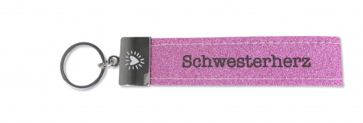 Glücksfilz Anhänger glitzernd in Rosa "Schwesterherz"