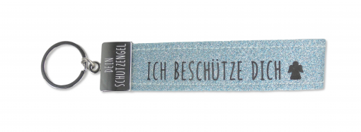 Glücksfilz Anhänger glitzernd in hellblau "Ich beschütze dich"