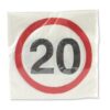 Servietten zum 20. Geburtstag "Verkehrsschild"