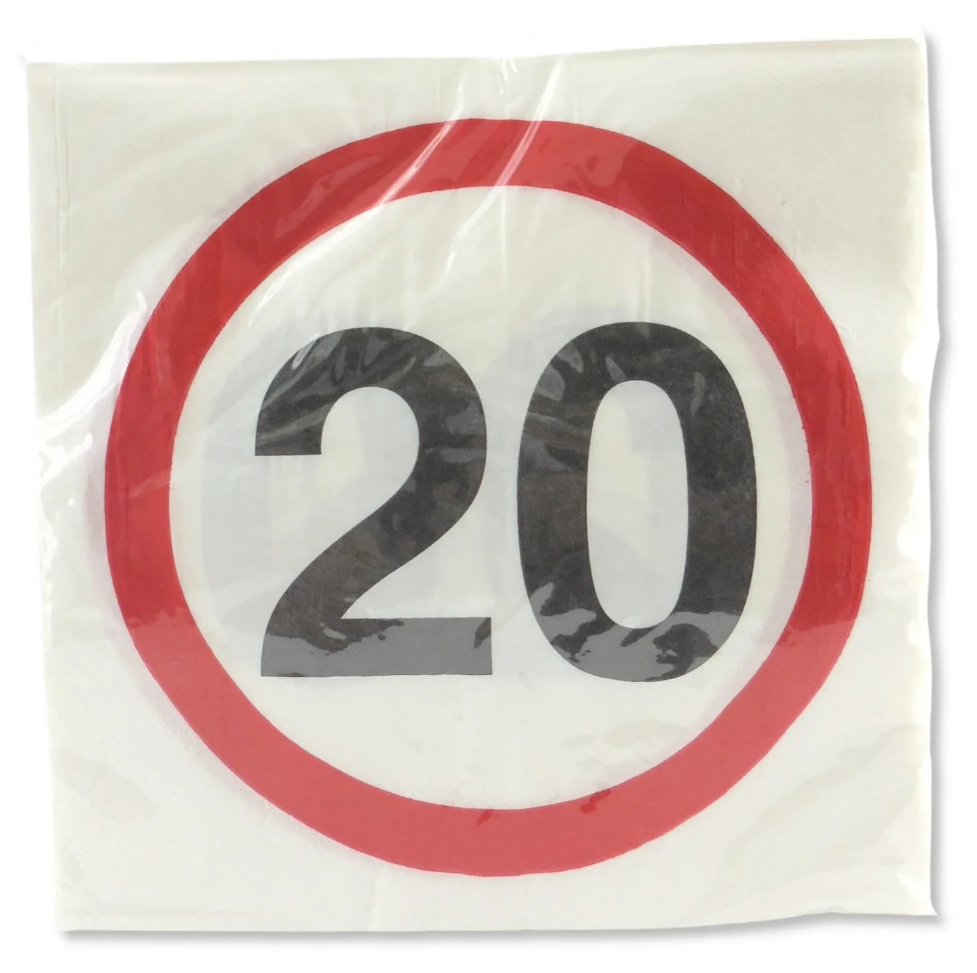 Servietten zum 20. Geburtstag "Verkehrsschild"