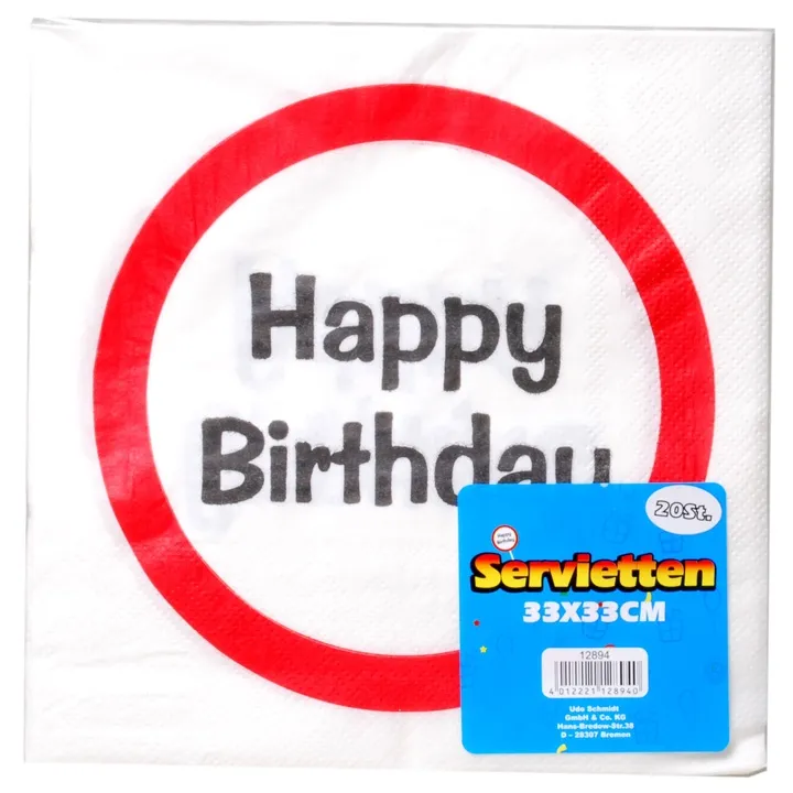 Servietten zum Geburtstag "Verkehrsschild"
