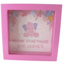 Spardose zur Geburt für Mädchen mit Glasfront