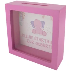Spardose zur Geburt für Mädchen mit Glasfront