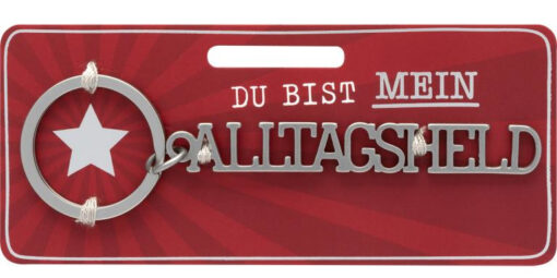 Schlüsselanhänger mit Schriftzug - Alltagsheld auf Headerkarte