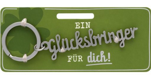 Schlüsselanhänger mit Schriftzug - Glücksbringer auf Headerkarte