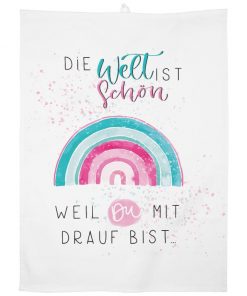 Geschirrtuch "Die Welt ist schön, weil Du mit drauf bist" von Sheepworld