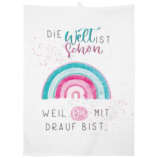 Geschirrtuch "Die Welt ist schön, weil Du mit drauf bist" von Sheepworld