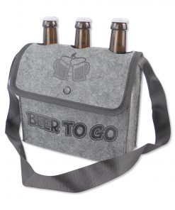 Männer-Handtasche / Graue Umhängetasche „Beer to go“ für 3 Flaschen