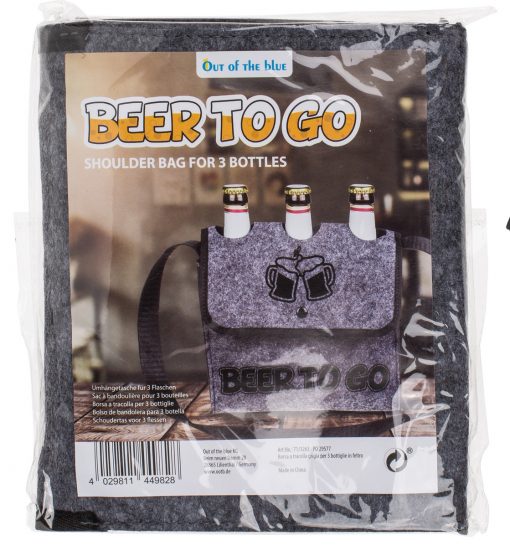 Männer-Handtasche / Graue Umhängetasche „Beer to go“ für 3 Flaschen