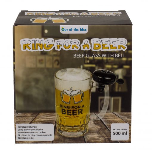 Bierglas mit Klingel im Geschenkkarton