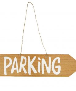 Holz-Schild "Parking, beidseitig bedruckt