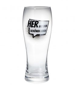 0,5 l Weizen-Bierglas mit Spruch "Her mit dem schönen Leben"