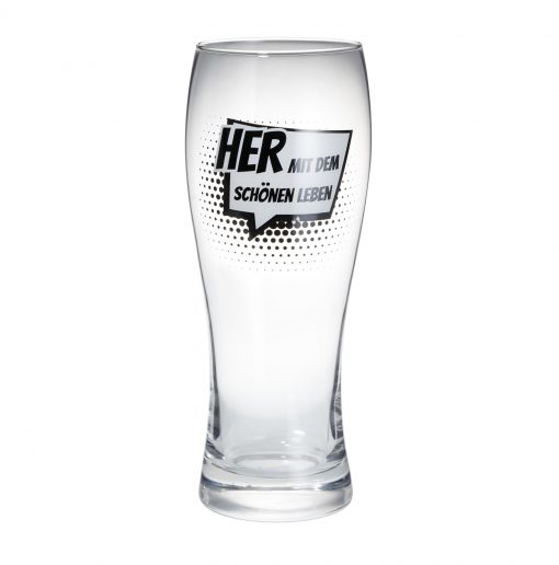 0,5 l Weizen-Bierglas mit Spruch "Her mit dem schönen Leben"