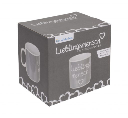 Becher "Lieblingsmensch" aus Steingut im Geschenkkarton