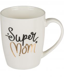 Becher "Super Mom" mit Goldverzierung