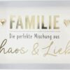 Mini-Bilderrahmen mit Schriftzug "Familie - Die perfekte Mischung aus Chaos & Liebe"