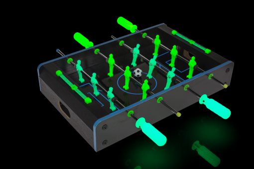 Tischfußball "Kicker", leuchtet im Dunklen