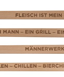 Holz-Grillzange mit Spruch & Flaschenöffner, Auswahl