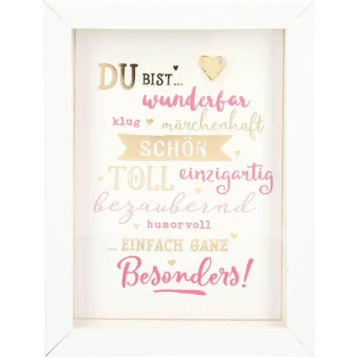 Mini-Bilderrahmen mit Schriftzug "Du bist" Weiß