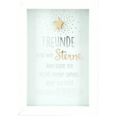 Mini-Bilderrahmen mit Schriftzug "Freunde sind wie Sterne" Weiß