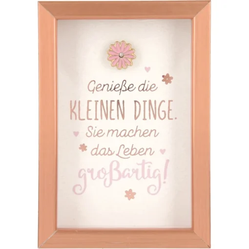 Mini-Bilderrahmen mit Schriftzug "Genieße die kleinen Dinge"