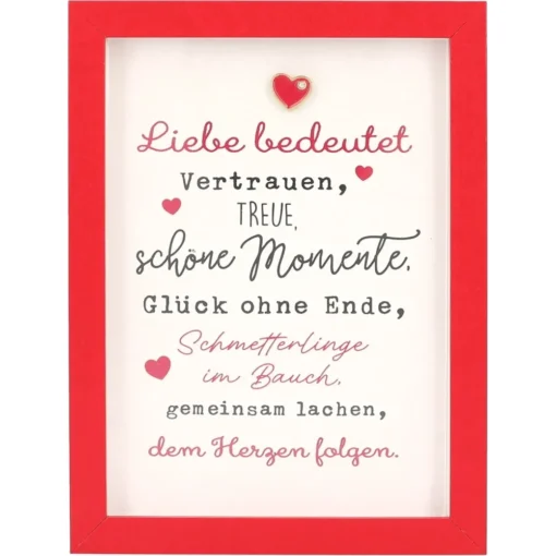 Mini-Bilderrahmen mit Schriftzug "Liebe bedeutet..."