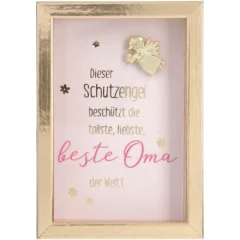 Mini-Bilderrahmen mit Schriftzug "Schutzengel für die Oma"