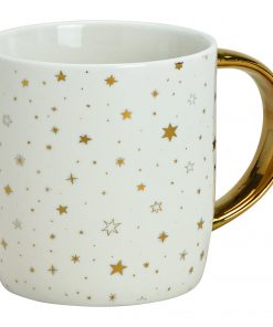 Edle Tasse mit goldenen Sternen und vergoldetem Henkel