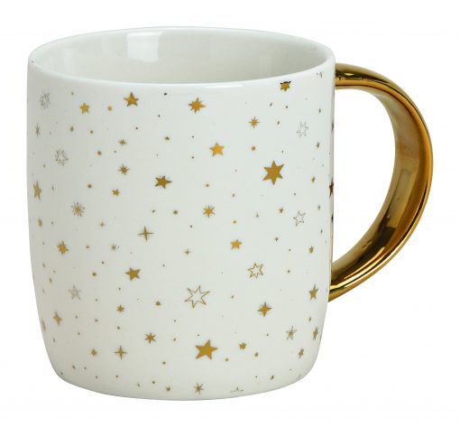 Edle Tasse mit goldenen Sternen und vergoldetem Henkel