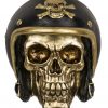 Totenkopf-Spardose mit Motorradhelm