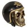 Totenkopf-Spardose mit Motorradhelm