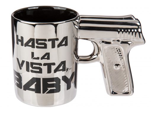 Tasse „Hasta la vista baby“ mit Pistolengriff