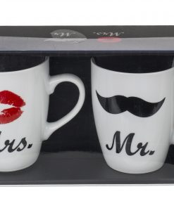 Porzellan-Becher "Mr & Mrs", 2er Set